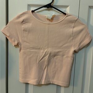 Nikibiki Ribbed Beige Crop Top